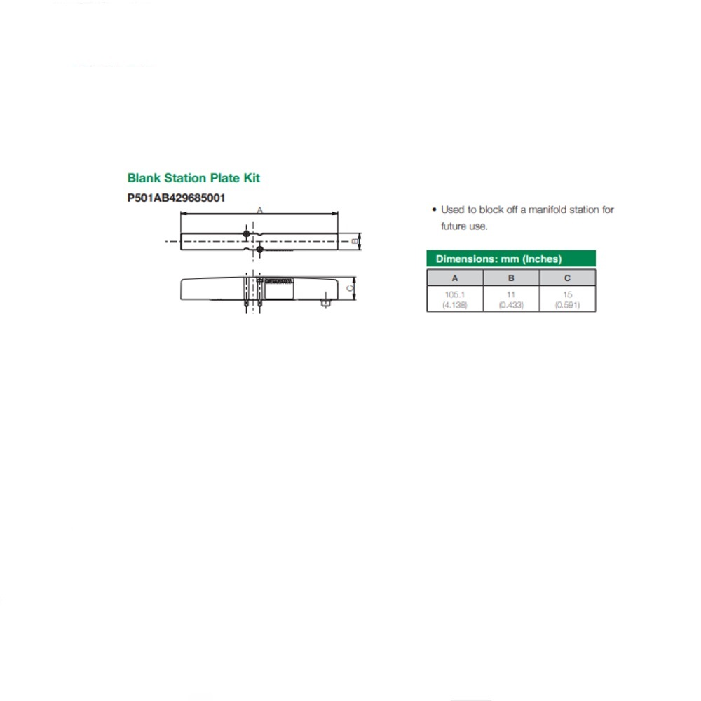P501AB429685001 NUMATICS/AVENTICS BLANK PLATE 501 SERIES